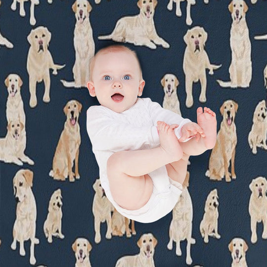 Yellow Labs Navy Machine-washable Throw Blanket