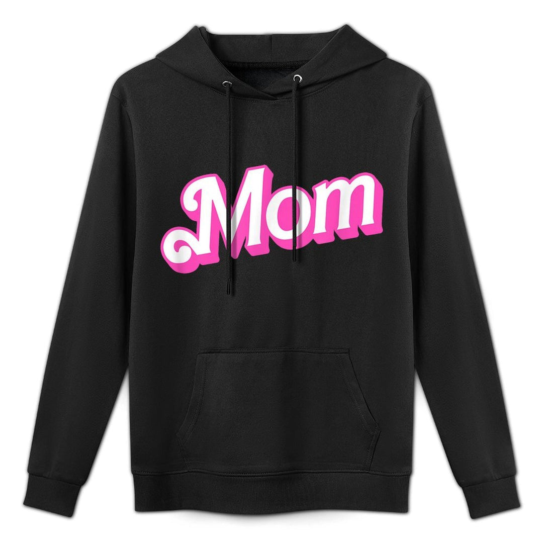 Mom Pink & White Overlapping Font Halloween Costume Pilling-Resistant Hoodie