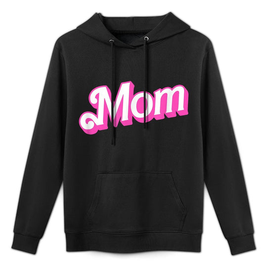 Mom Pink & White Overlapping Font Halloween Costume Pilling-Resistant Hoodie