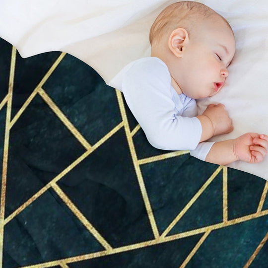 Deep Teal Geometric Machine-washable Throw Blanket