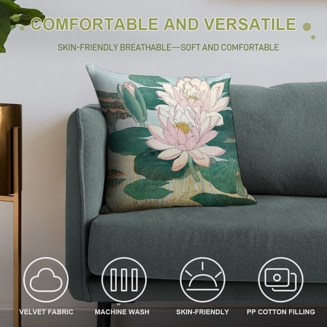 Sacred Lotus Flower Soft Warmth Comfort Throw Pillow