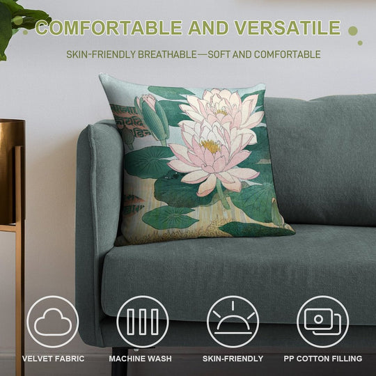 Sacred Lotus Flower Soft Warmth Comfort Throw Pillow
