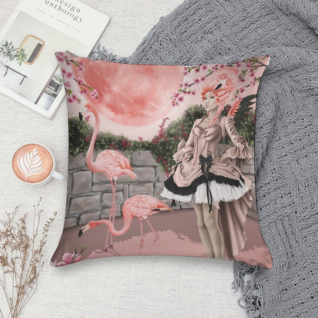 Flamingo Fairy - Pink Moon Soft Skin-Friendly Throw Pillow