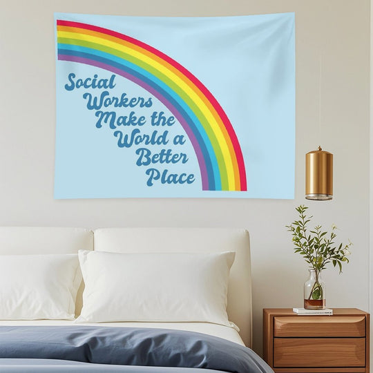 Social Work Rainbow Quote Tapestry