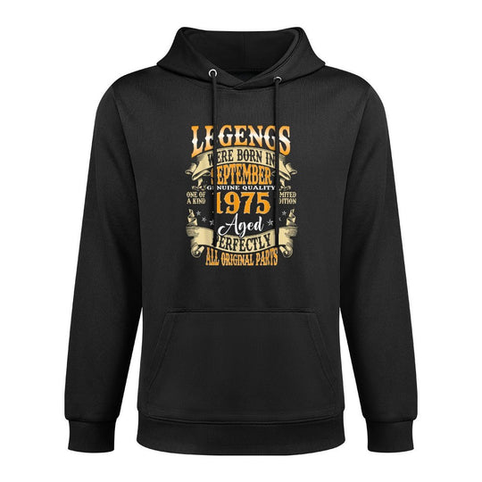 Legend Were Born in September 1975 Vintage 50th Birthday Men Kangaroo Pocket Hoodie