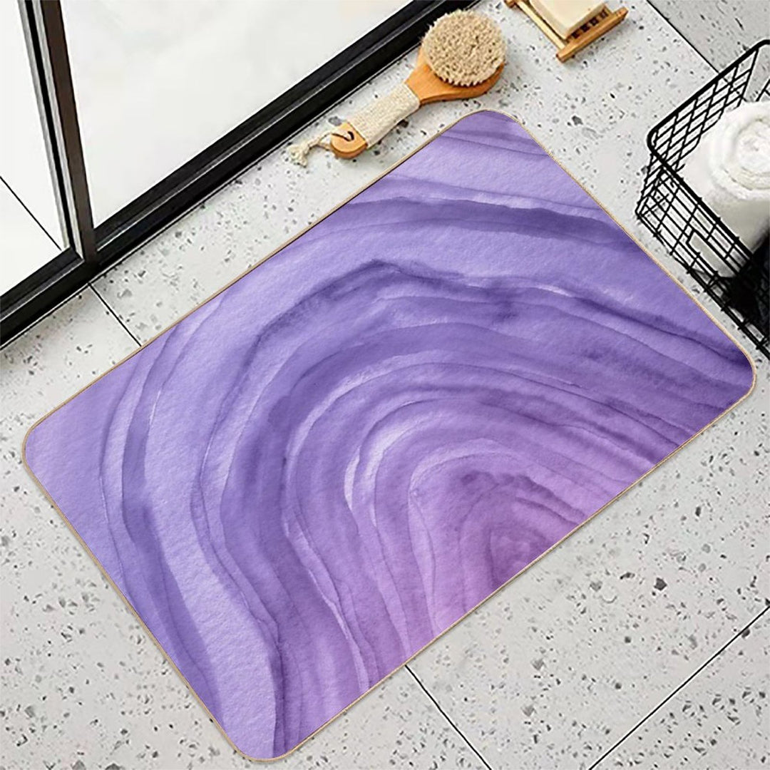 Lavender Purple Watercolor Ombre Agate Pattern  Fade-Resistant Bath Mat