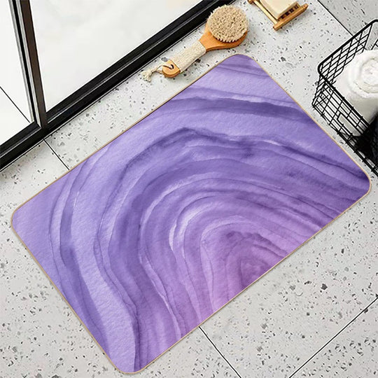 Lavender Purple Watercolor Ombre Agate Pattern  Fade-Resistant Bath Mat