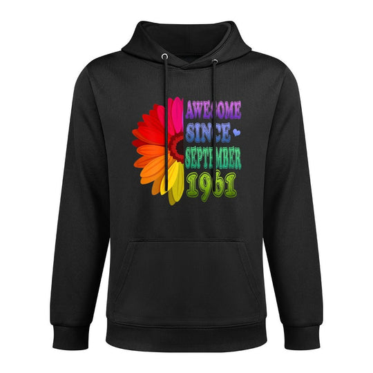 60 Yrs Old Floral Awesome Since September 1961 60th Birthday Colorfast Hoodie