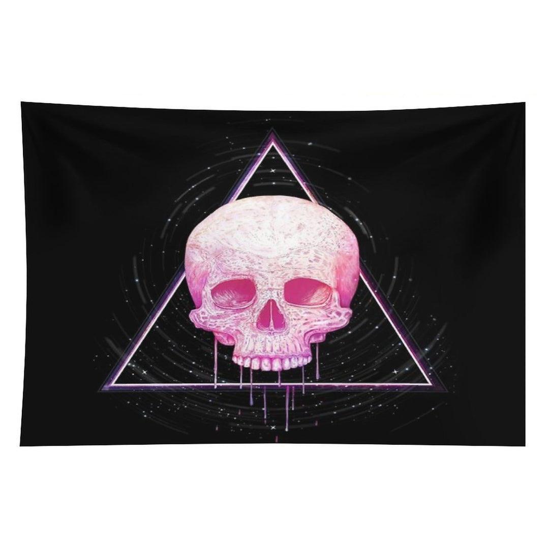 Skull in Triangle on Black Tapestry