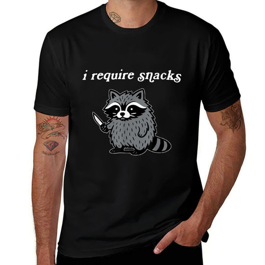 I Require Snacks Funny Raccoon Retro Raccoon Meme  Eco-friendly Material T-Shirt