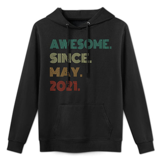 Kids 4 Years Old Awesome Since May 2021 4th Birthday Cotton-Polyester Blend Hoodie