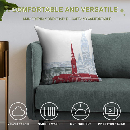 Harvard Skyline Poster Soft Style Accent Throw Pillow