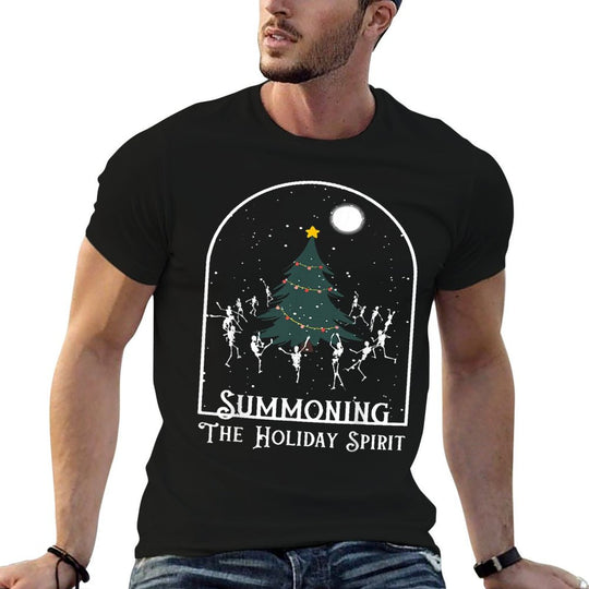 Summoning The Holiday Spirit Skeleton Dancing Christmas Tree  Eco-friendly Material T-Shirt
