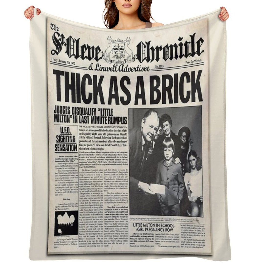Jethro Tull - Thick As A Brick Newspaper Machine-washable Throw Blanket