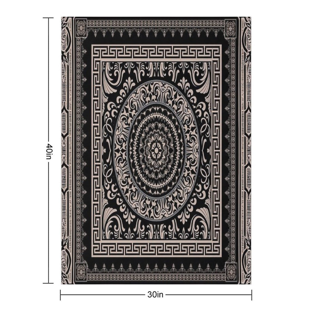 Ornate Baroque Black Khaki Greek Key Sustainable Throw Blanket
