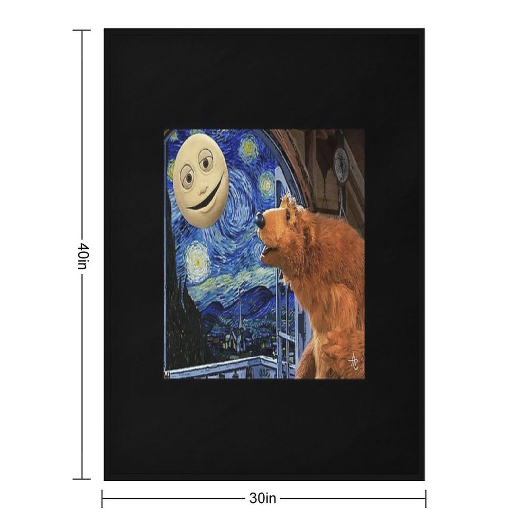 Bear in The Big Blue House with Starry Night Machine-washable Throw Blanket