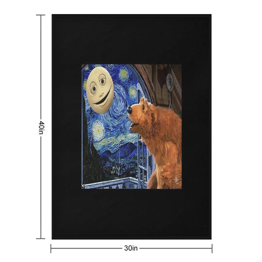 Bear in The Big Blue House with Starry Night Machine-washable Throw Blanket