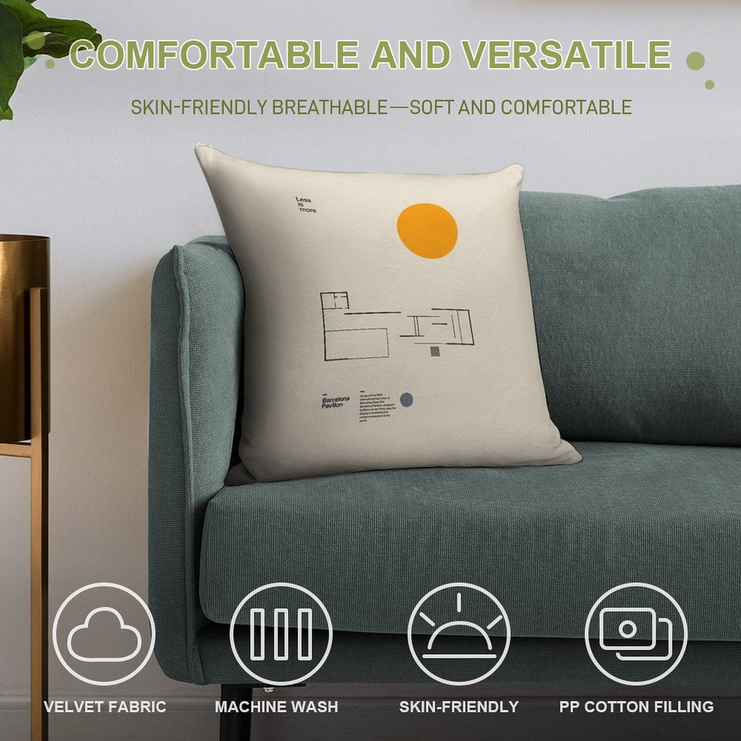 Minimalist Bauhaus Mies Van Der Rohe Barcelona Pavilion Architectural Plan Soft Bedroom Essential Throw Pillow