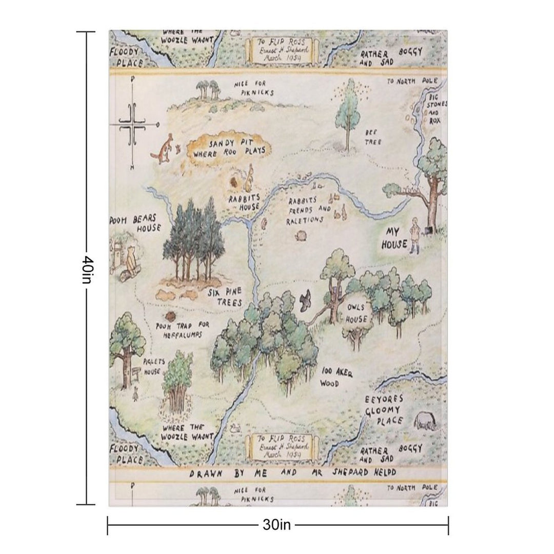 Hundred Acre Wood Map Sustainable Throw Blanket