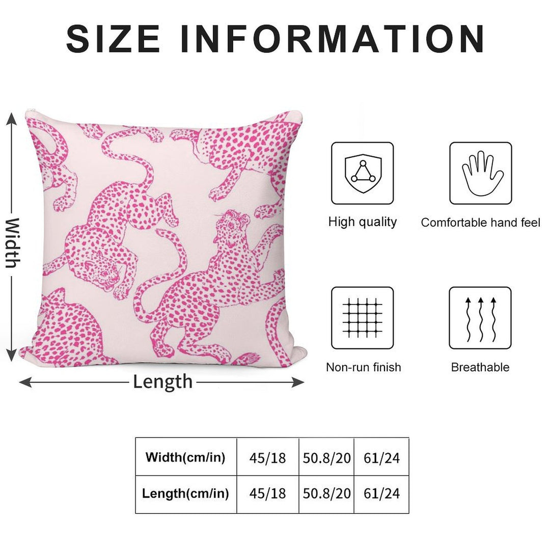 Preppy Pink Cheetah Pattern Soft Luxury Feel Throw Pillow
