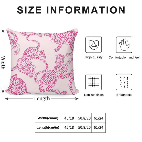 Preppy Pink Cheetah Pattern Soft Luxury Feel Throw Pillow