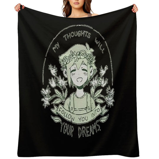 Omori My Thoughts Will Follow You Into Your Dreams Basil Travel-friendly Throw Blanket