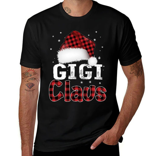 Fun Santa Hat Christmas Costume Family Matching Gigi Claus  Summer-ready Fabric T-Shirt