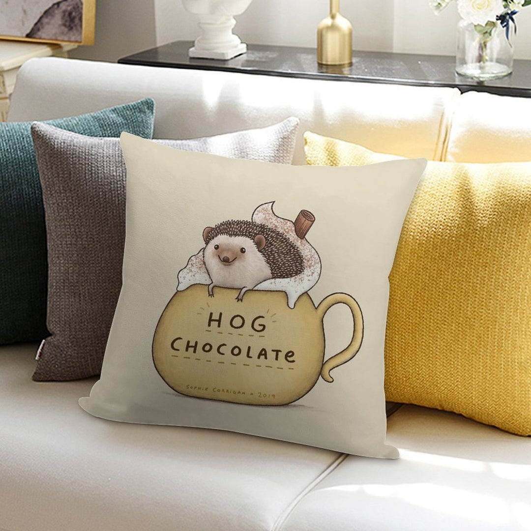 Hog Chocolate Soft Decorative Cover Throw Pillow