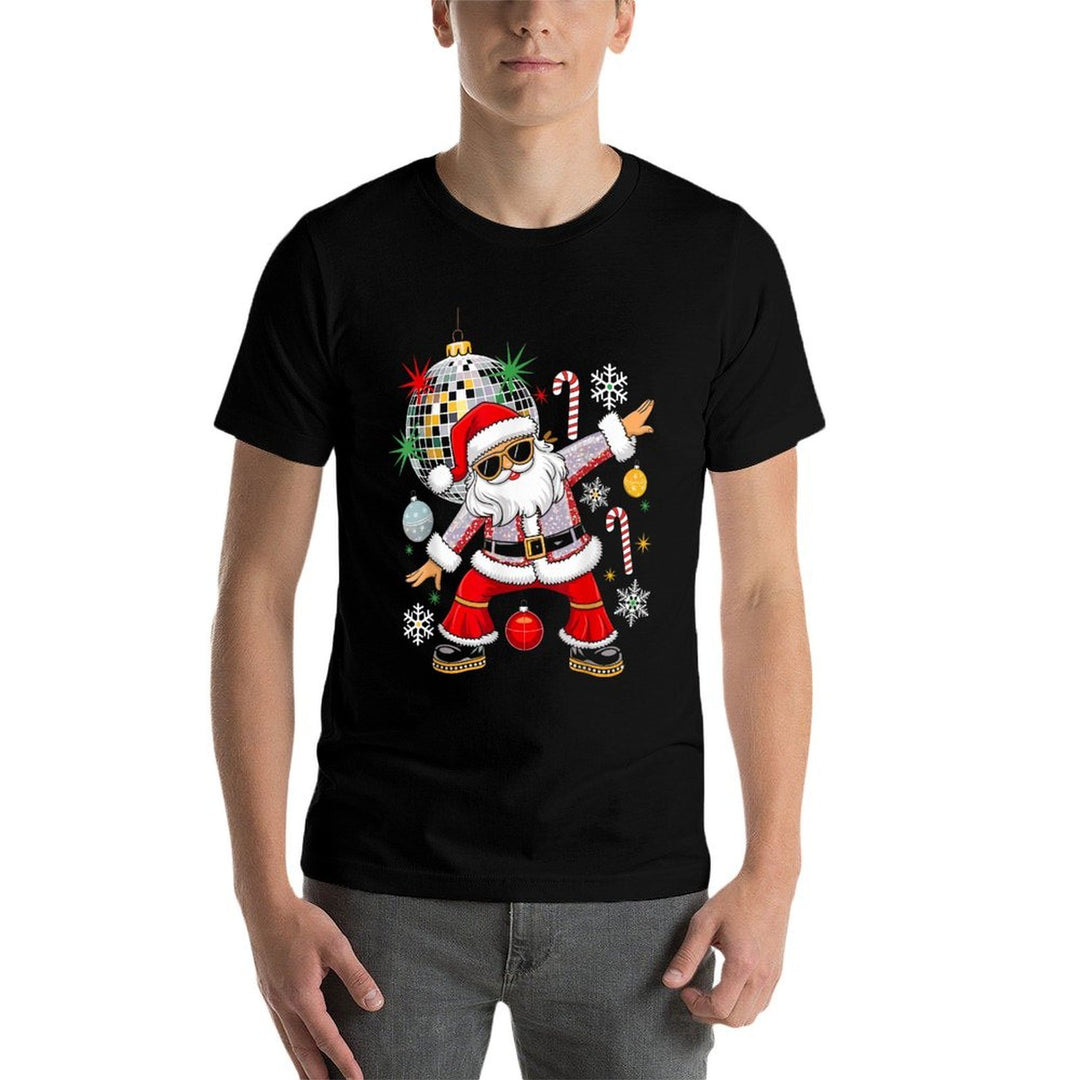 Disco Santa Christmas Music Retro Groovy 70s 80s Hippie  High-quality Stitching T-Shirt