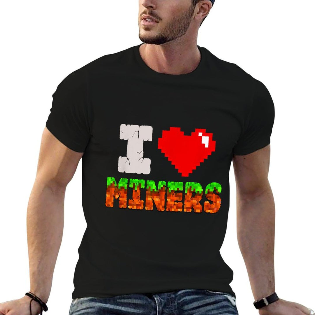 I Love Miners Funny Heart Video Gamer Meme Pixel Game Lover  Lightweight T-Shirt