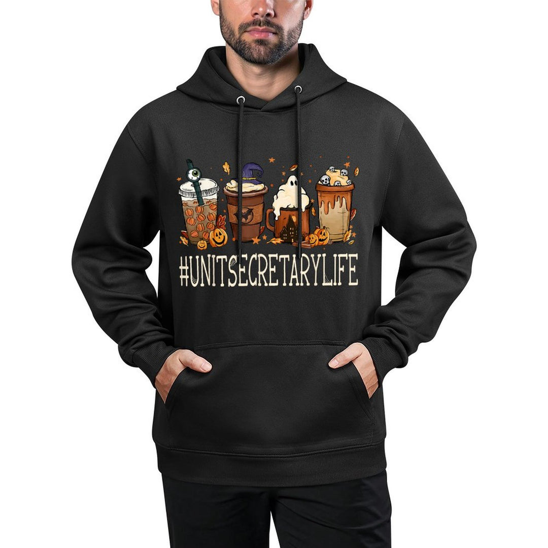 Unit Secretary Horror Fall Coffee Spooky Halloween Pumpkin Pilling-Resistant Hoodie