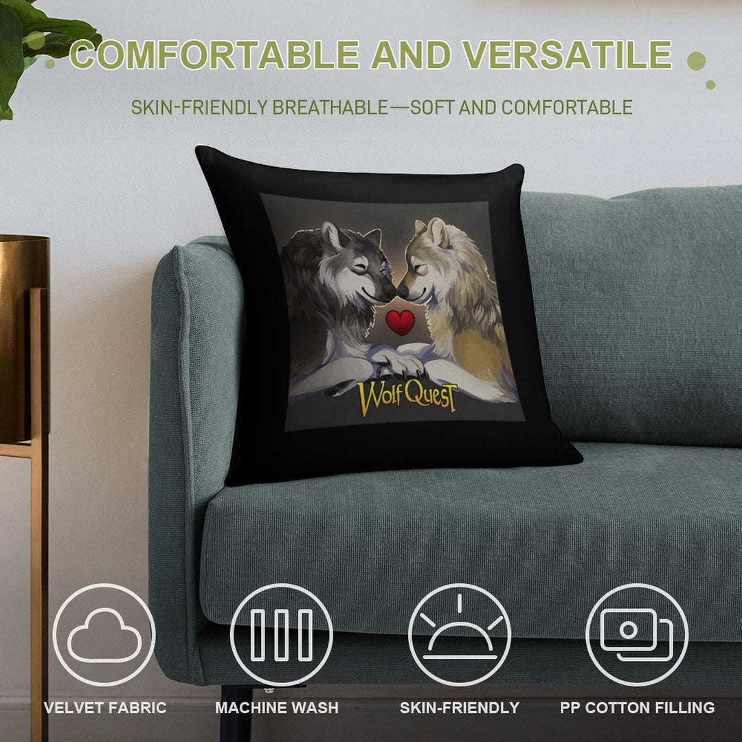 WolfQuest Soulmates Soft Durable Construction Throw Pillow