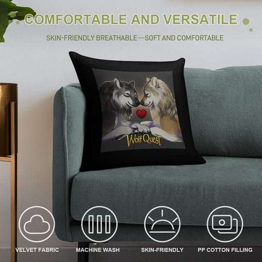 WolfQuest Soulmates Soft Durable Construction Throw Pillow