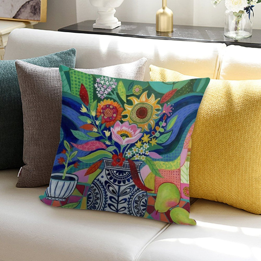 Late Summer Blooms Soft Gift Ready Throw Pillow