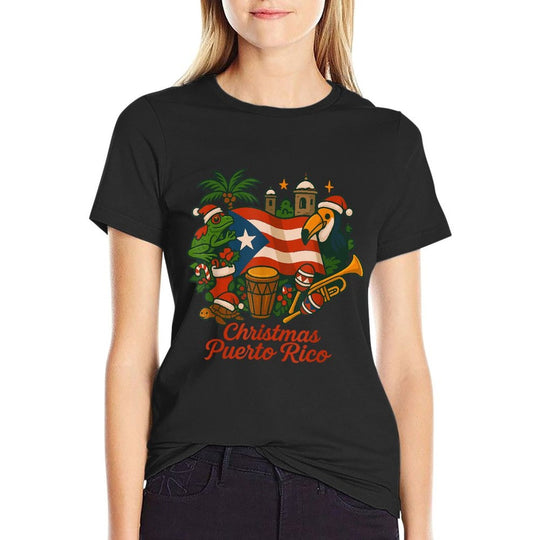 Puerto Rico Christmas Coquí Holiday  Fade-proof Color T-Shirt