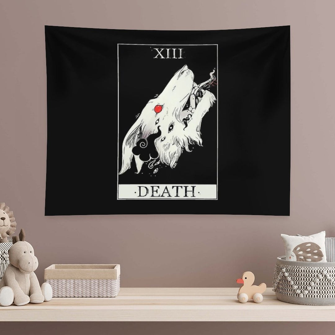 Death Tarot Card Wolf Art Tapestry