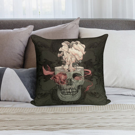 Skull And Red Fish Soft Easy Maintenance Throw Pillow