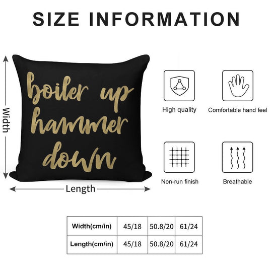 Boiler Up Hammer Down Purdue Gold Foil Soft Anti-Pilling Throw Pillow