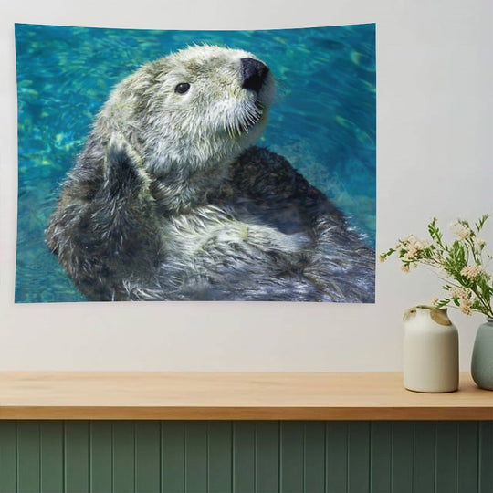 Adorable Sea Otter Cute Blue Water Tapestry