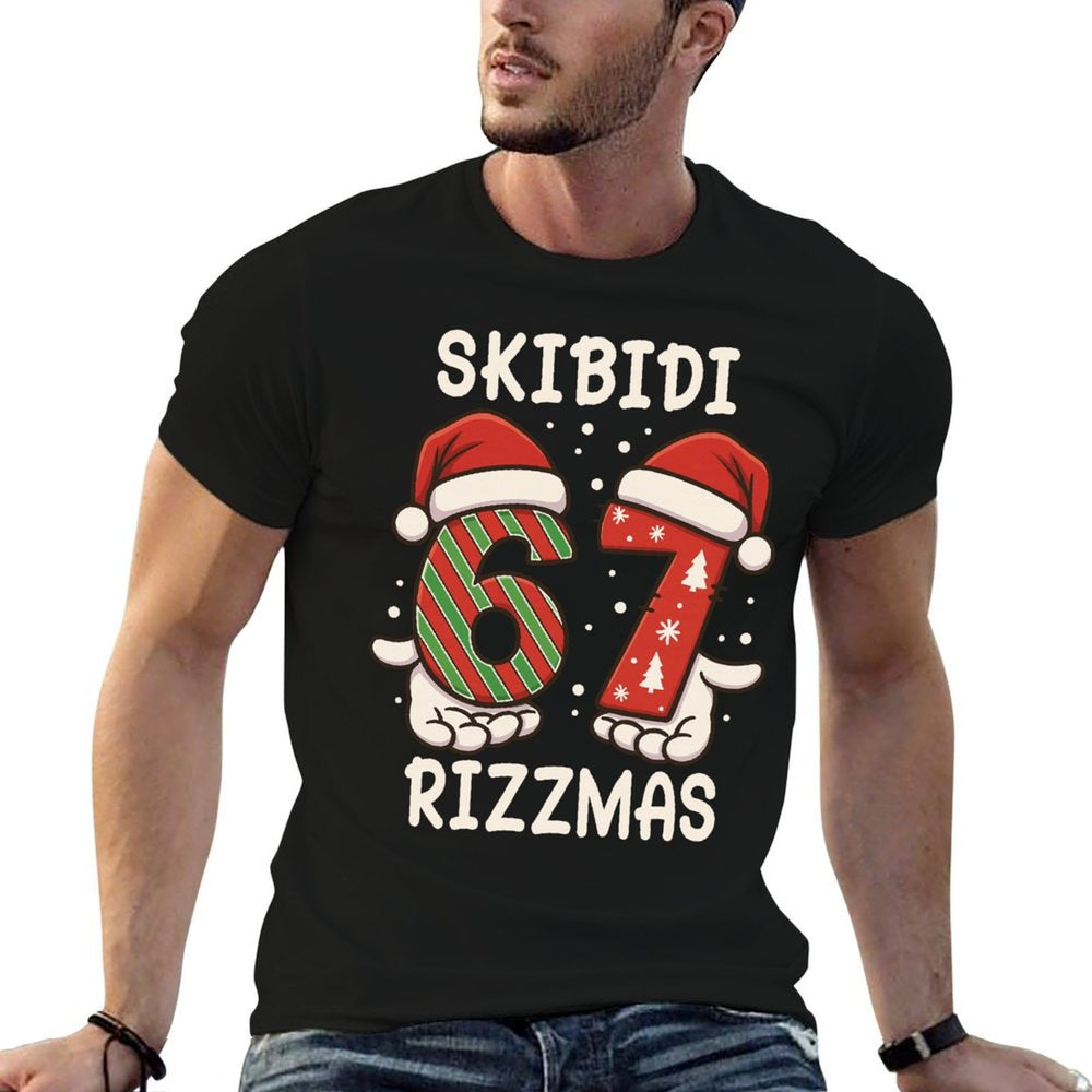 Rizz Christmas 67 Funny Xmas Skibidi Rizzmas Boys Girls  Fade-proof Color T-Shirt