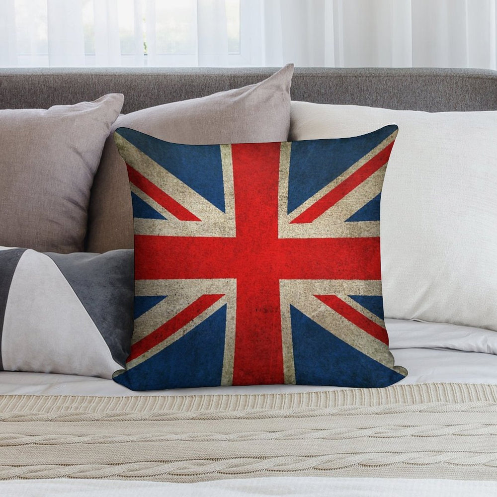 Old And Worn Distressed Vintage Union Jack Flag Soft Luxury Feel Throw Pillow