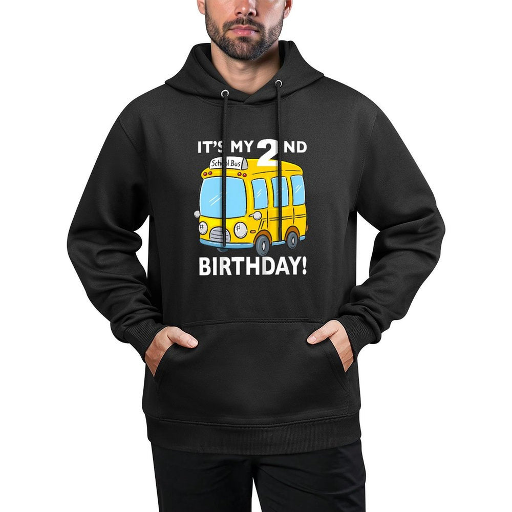 Kids It's My 2nd Birthday School Bus Theme Kids Party 2 Years Old Casual Wear Hoodie