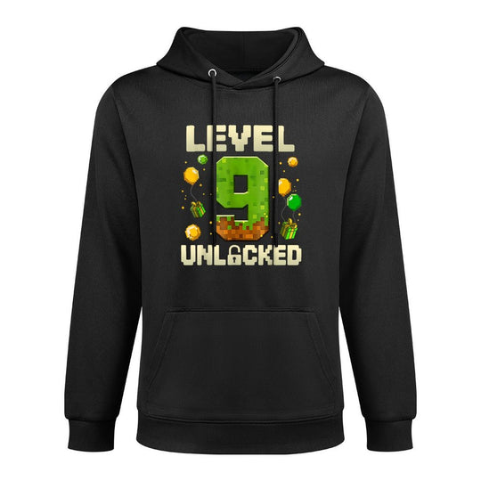 Birthday Boy Level 9 Unlocked 9th Birthday Game Pixel Moisture-Wicking Hoodie