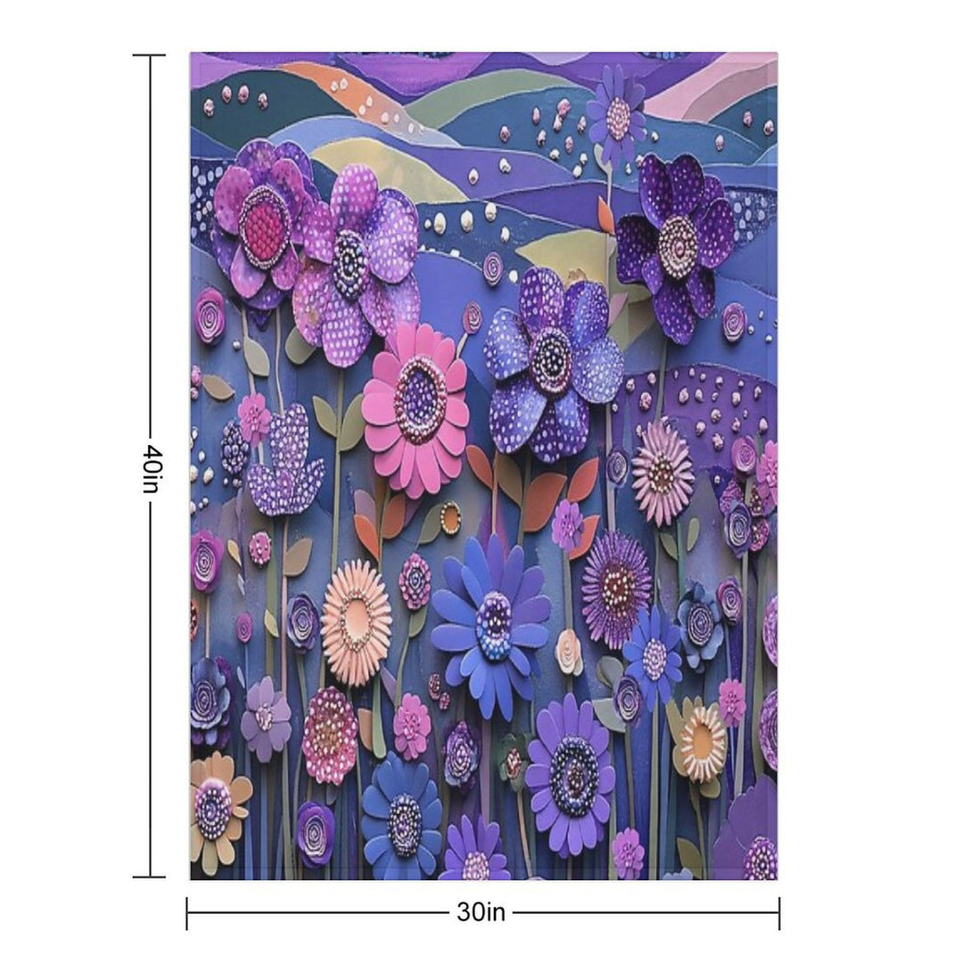 Purple Floral Majesty, Wildflowers in Purple Multi-functional Throw Blanket