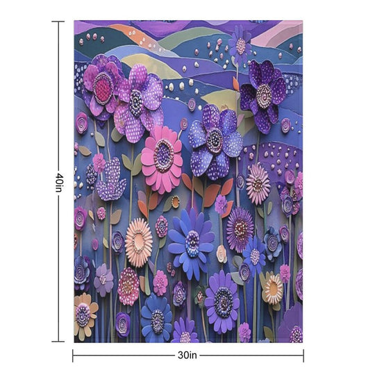 Purple Floral Majesty, Wildflowers in Purple Multi-functional Throw Blanket