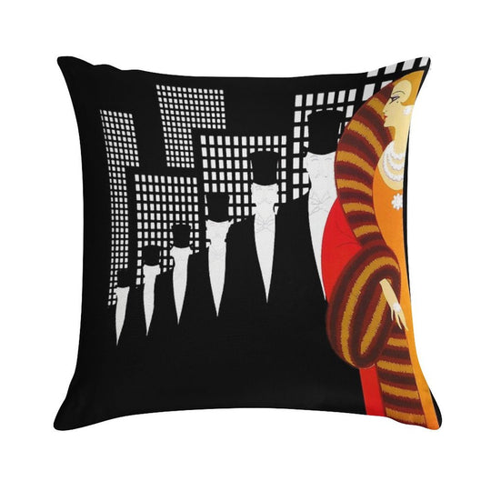 Sophisticated Art Deco Cosmopolitan Fashion Art Soft Reinforced Edging Throw Pillow