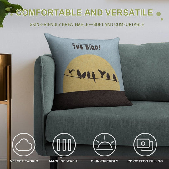 The Birds Soft Decorative Cover Throw Pillow