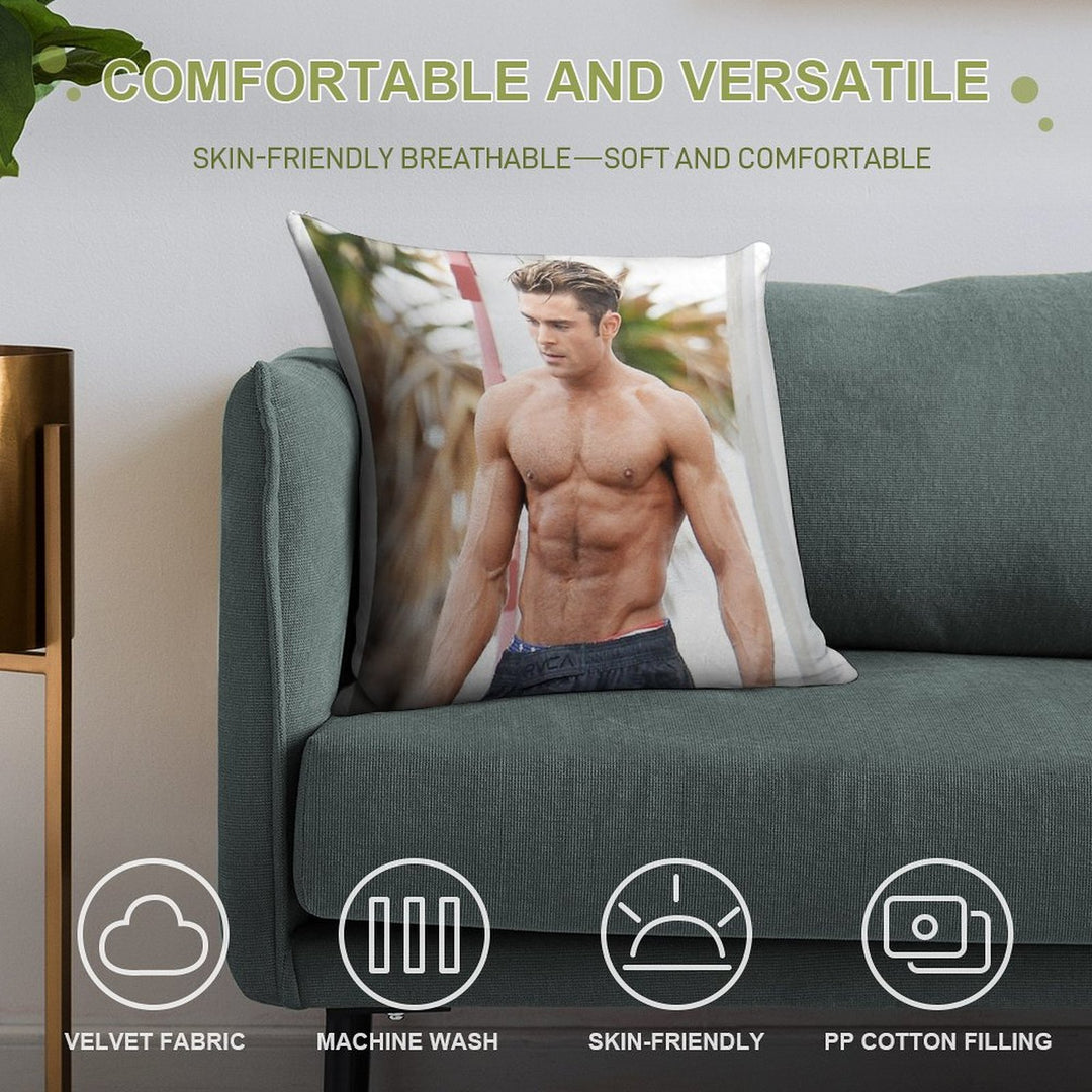 Zac Efron Soft Washable Throw Pillow