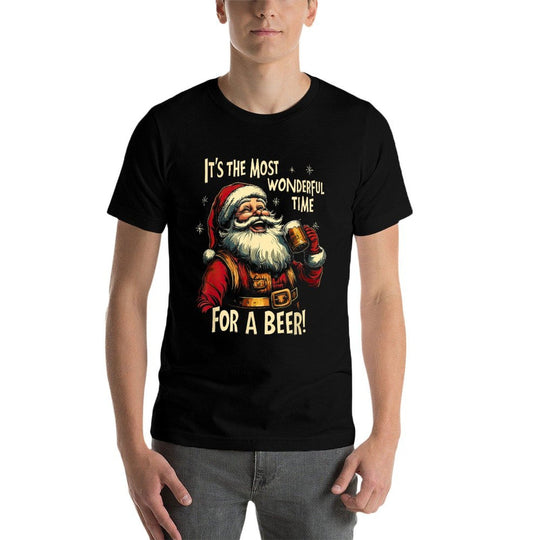 Funny Christmas Beer Drinking Santa Claus  Affordable Price T-Shirt