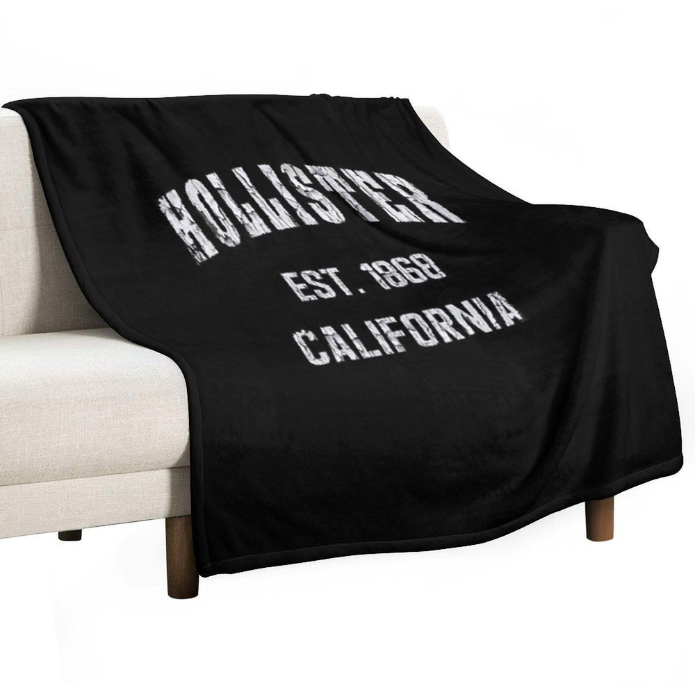 Hollister California CA Vintage State Wrinkle-free Throw Blanket